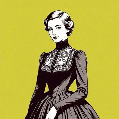 Woman in vintage dress with detailed design