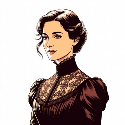 Woman in vintage dress with hairstyle