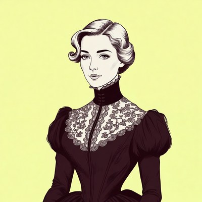 Vintage woman in dark dress