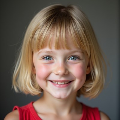 Smiling girl with blonde hair