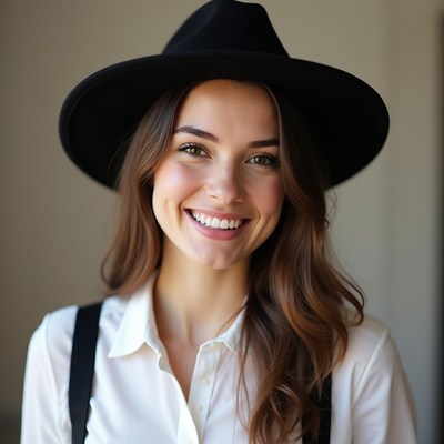 Woman in a hat smiling