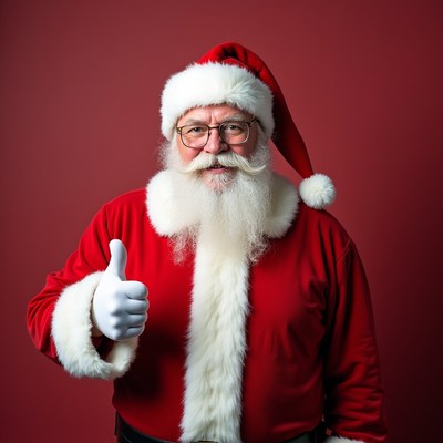 Santa gives a thumbs up for christmas