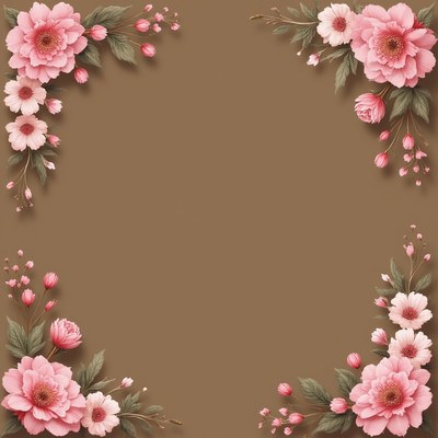 Pink flowers on brown background design