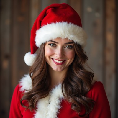 Smiling woman in santa hat