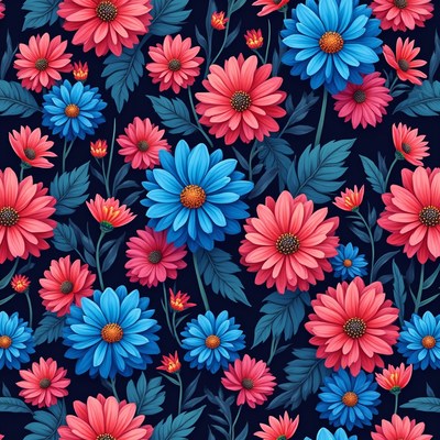 Flowers in bright colors on dark background