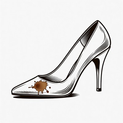 High heel with stain on surface