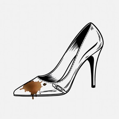 High heel shoe with stain on surface
