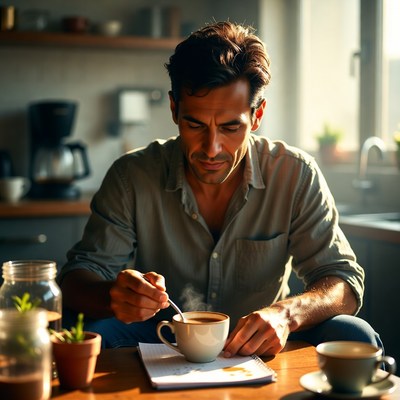 Man enjoying coffee in the morning