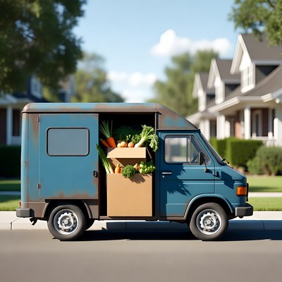 Fresh produce delivery in a neighborhood