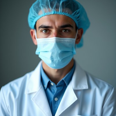 Medical professional in surgical attire