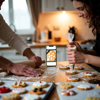 Baking cookies in a cozy kitchen