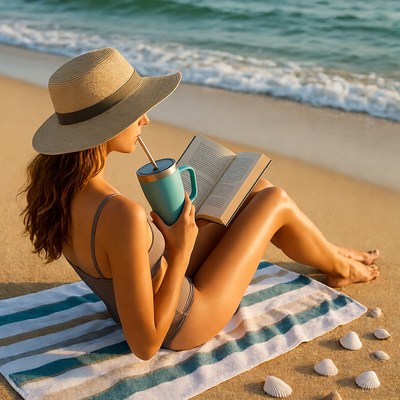 Enjoying a book at the beach