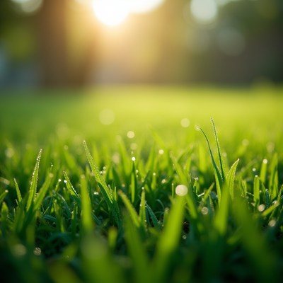 Morning dew on grass blades