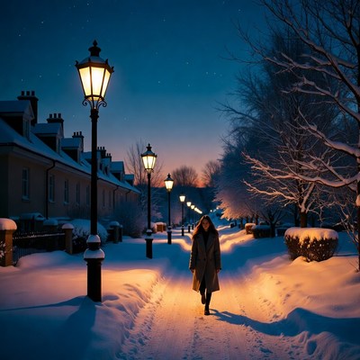 Walking in the snowy night