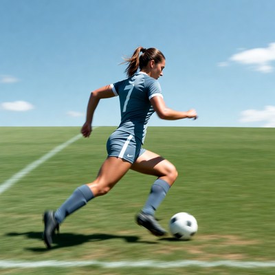 Athlete runs on soccer field