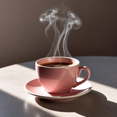 Hot coffee cup on a table