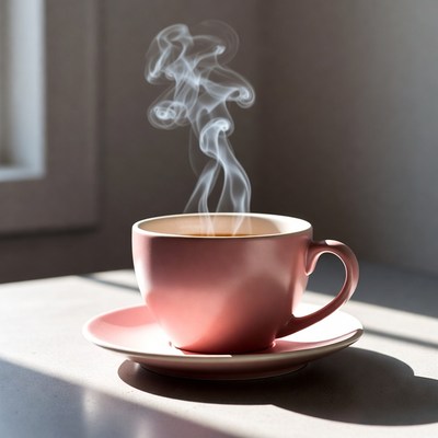 Coffee cup with steam rising