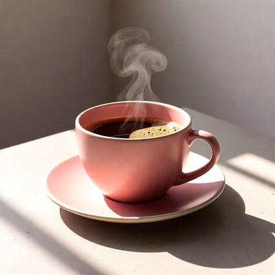 Warm coffee cup on table