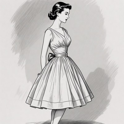 Vintage dress design in black and white