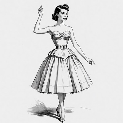 Vintage dress design with model