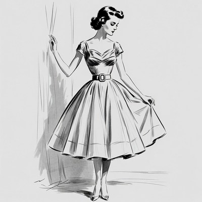 Fashion sketch of a woman in a dress