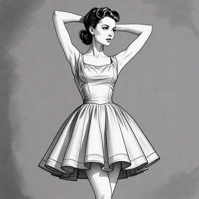 Vintage dress design with model pose