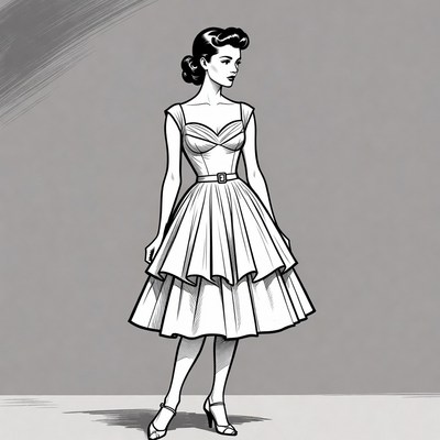 Woman in dress standing still