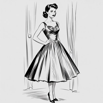 Woman in classic dress design