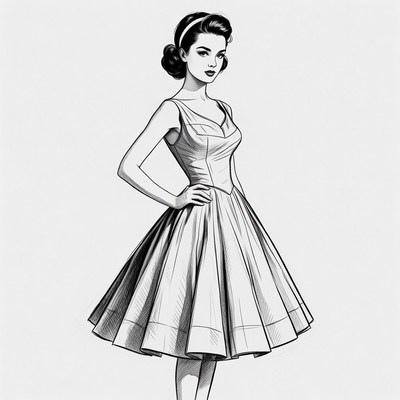 Vintage dress design sketch