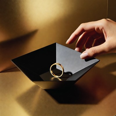 Hand reaches for gold ring