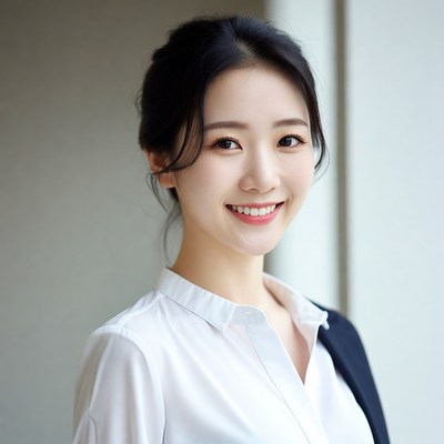 Woman smiling inside a building