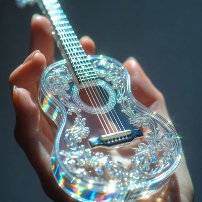 Clear guitar held in hand
