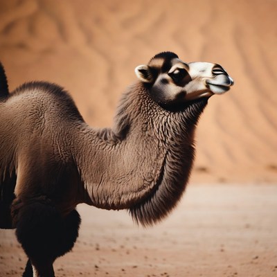 Camel in the desert landscape during sunny day