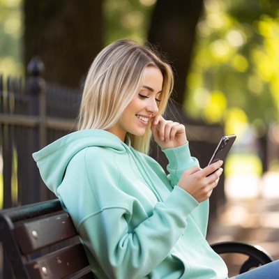 Woman using phone in park