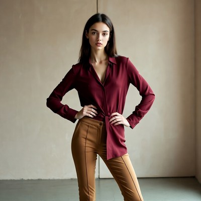 Model posing in studio setting