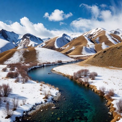 Scenic view of river and mountains