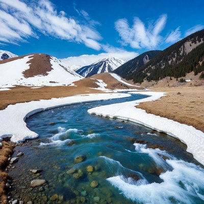 River flows through mountain valley