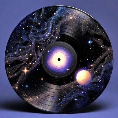 Vinyl record with space design