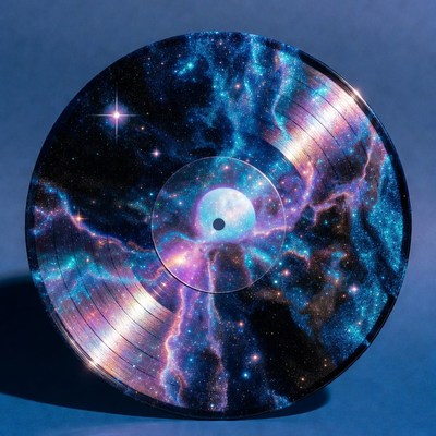Vinyl record with galaxy design