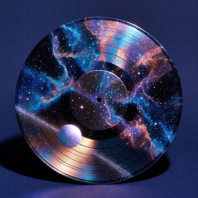 Vinyl record with space design