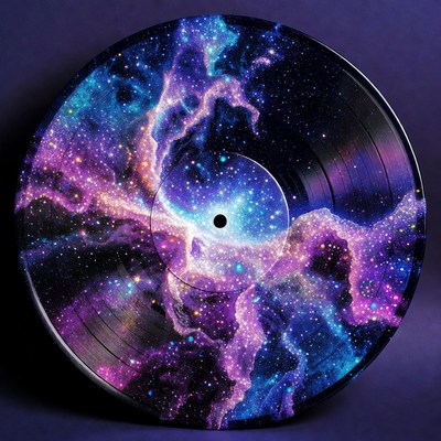 Vinyl record with space design