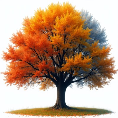 Vibrant autumn tree in a field