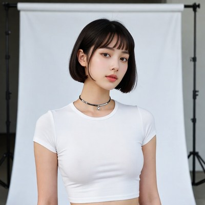 Model posing in studio setting