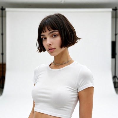 Model poses for studio shoot