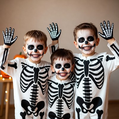 Kids celebrating halloween with costumes