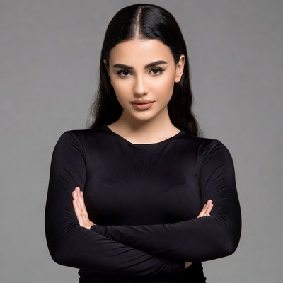 Woman poses confidently indoors