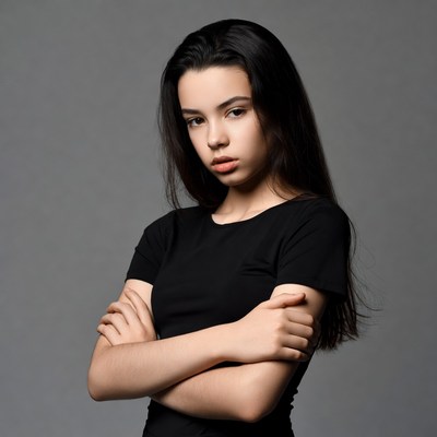 Young person with crossed arms