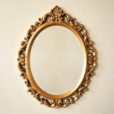 Elegant gold framed mirror on wall