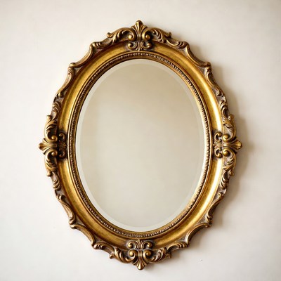 Elegant golden framed mirror on wall