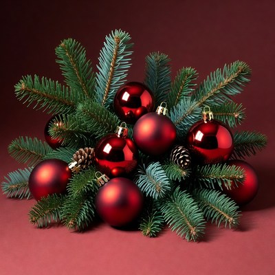 Christmas decorations with red ornaments